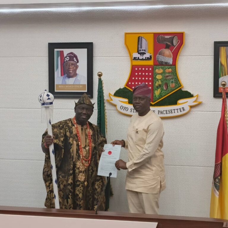 Makinde Presents Staff, Certificate Of Office To 46th Alaafin-elect, Prince Owoade