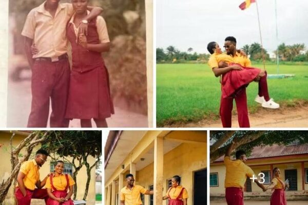 Couple Who Met In Secondary School Wed After 18 Years, Recreate Their SS1 PhotoÂ
