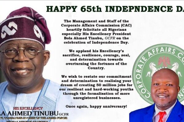 SPOTTED: CAC Misspells ‘Independence’ In Felicitation Flyer To Tinubu