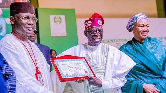 BREAKING: Tinubu Accepts INEC Chairman’s Departure, Grants Him National Honour
