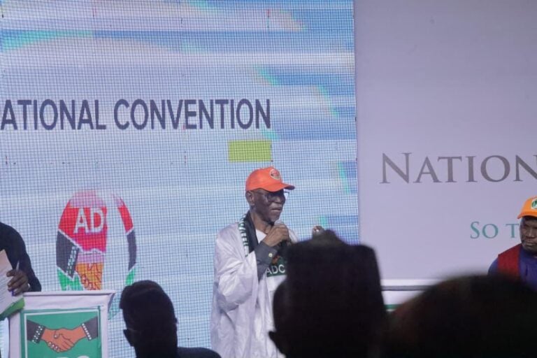 VIDEO: John Oyegun Slips, Shouts ‘APC’ At ADC Convention