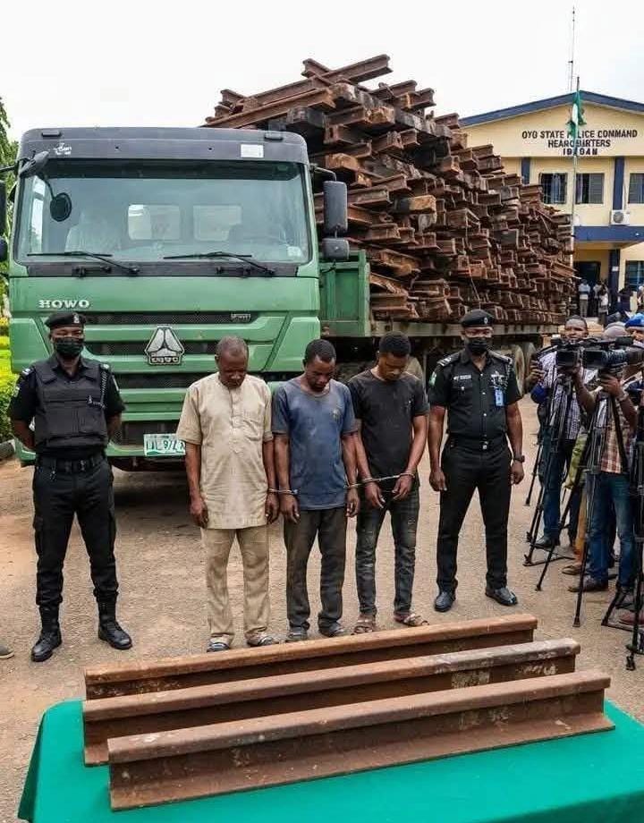 Oyo Police Arrest 3 Suspected Railway Vandals, Recover Rail Tracks Worth N200 Million 